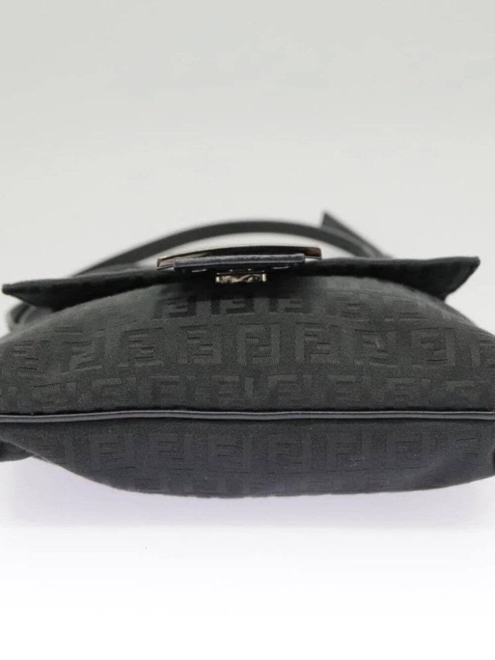 FENDI Zucchino Canvas Mamma Baguette Shoulder Bag Black Auth - Picture 7 of 16